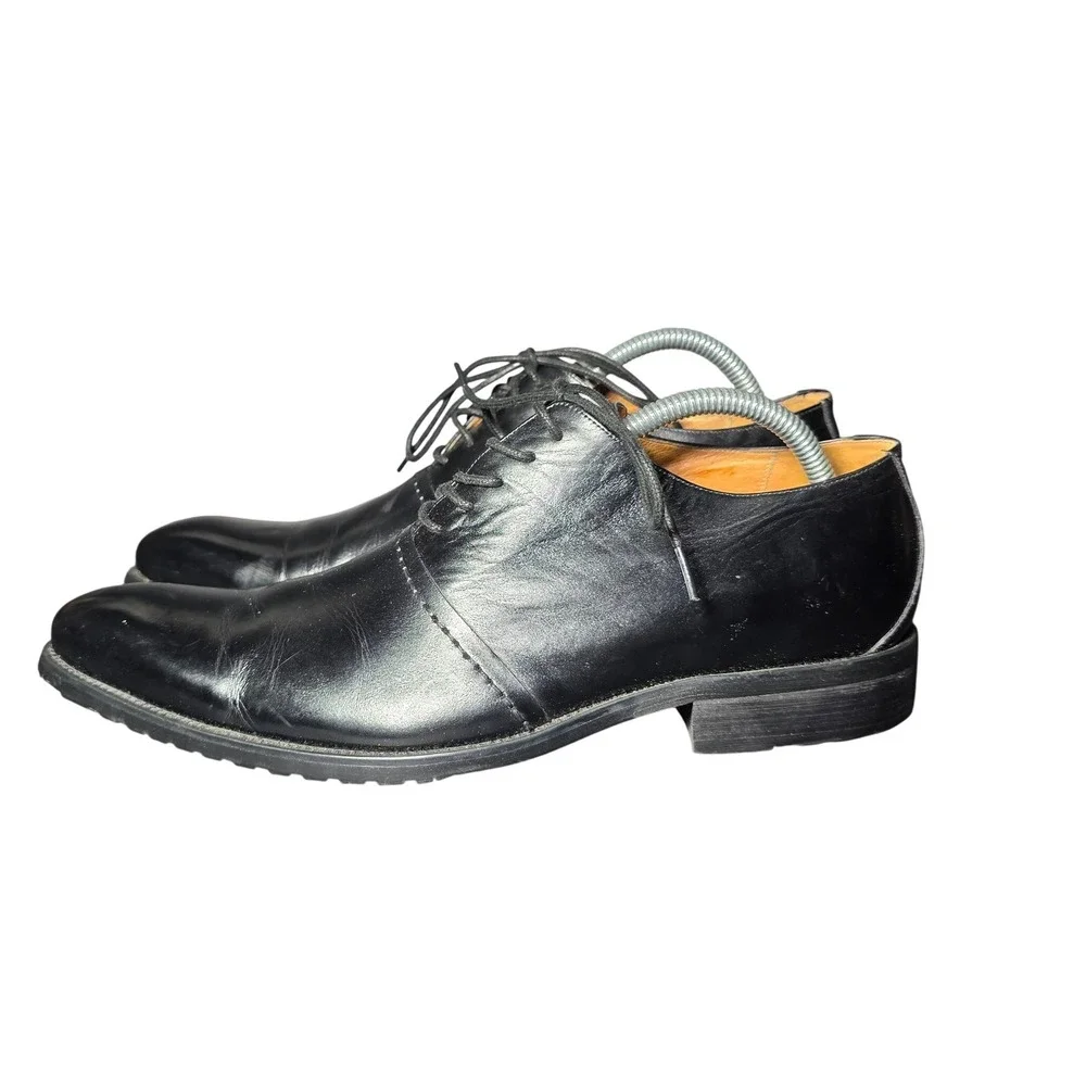 Pierre Cardin Mens Black Leather Oxford Dress Shoes V86100-3 Size 40